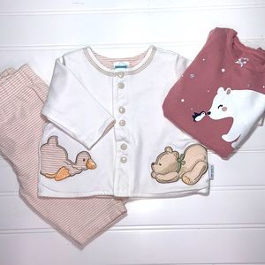 Carter’s Little Me Knit Pants & Matching Jacket Long Sleeve Bear Onesie Size 3M
